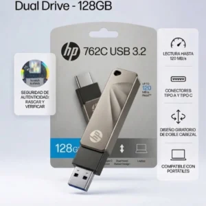 USB HP 762C 128GB Dual Drive (Tipo A y Tipo C)